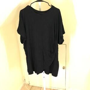 Ava + Viv NWOT Women's Black Twist Front Ruched Knit Top Size 2X
